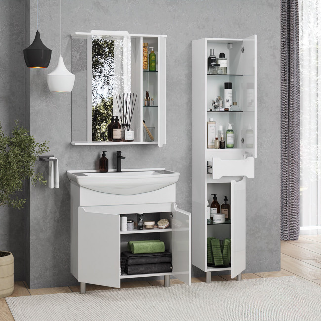 Тумба с раковиной Sanstar Bianco 75, без ящиков, белая, Лагуна 75 Тумба с раковиной Sanstar Bianco 75, без ящиков, белая, Лагуна 75