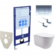 Комплект подвесного унитаза Aquatek Классик-010 и инсталляции Aquatek Standard 50 INS-0000012 с звукоизол. прокладкой, панелью смыва (хром) и крепежом 4в1
