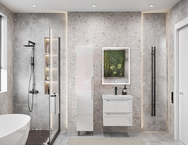 Тумба с раковиной Sanstar Lanciano 60, 2 ящика, подвесная, белая, Грейс 60 Тумба с раковиной Sanstar Lanciano 60, 2 ящика, подвесная, белая, Грейс 60