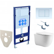 Комплект подвесного унитаза Aquatek Классик AQ1112-00 и инсталляции Aquatek Standard 50 INS-0000012 с звукоизол. прокладкой, панелью смыва (,белая) и крепежом 4в1