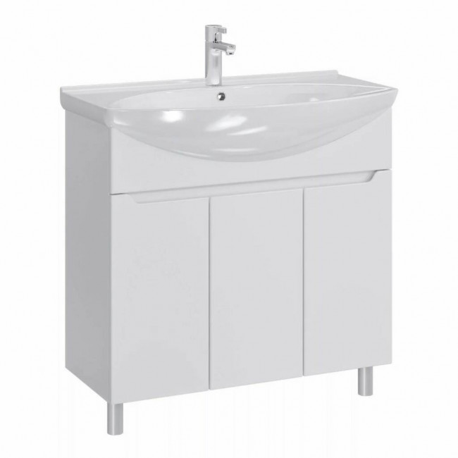 Тумба с раковиной Sanstar Bianco 85, без ящиков, белая, Лагуна 85 Тумба с раковиной Sanstar Bianco 85, без ящиков, белая, Лагуна 85