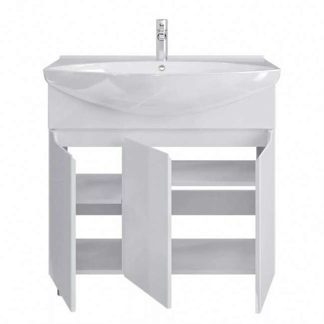 Тумба с раковиной Sanstar Bianco 85, без ящиков, белая, Лагуна 85 Тумба с раковиной Sanstar Bianco 85, без ящиков, белая, Лагуна 85