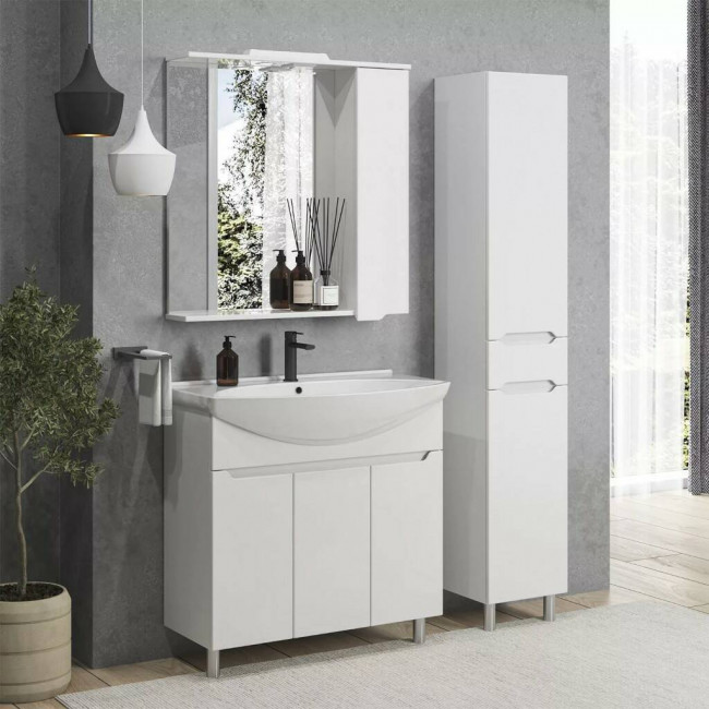 Тумба с раковиной Sanstar Bianco 85, без ящиков, белая, Лагуна 85 Тумба с раковиной Sanstar Bianco 85, без ящиков, белая, Лагуна 85