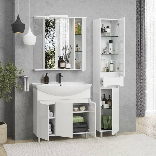 Тумба с раковиной Sanstar Bianco 85, без ящиков, белая, Лагуна 85 Тумба с раковиной Sanstar Bianco 85, без ящиков, белая, Лагуна 85