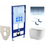 Комплект подвесного унитаза Aquatek Классик AQ1112-00 и инсталляции Aquatek Standard 50 INS-0000012 с звукоизол. прокладкой, панелью смыва (хром) и крепежом 4в1