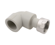 Колено FV-Plast PPR 20х3/4" с накидной гайкой, отв.под пломбу, серое Колено FV-Plast PPR 20х3/4" с накидной гайкой, отв.под пломбу, серое