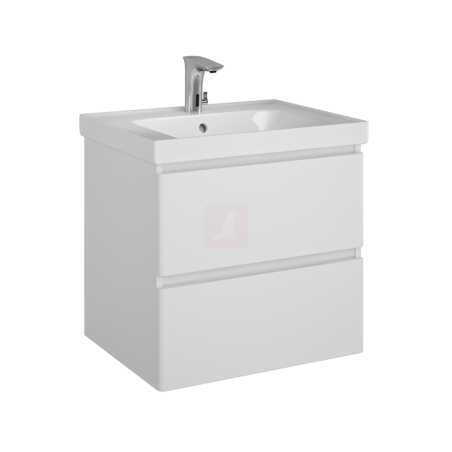 Тумба с раковиной Sanstar Riana 60, 2 ящика, подвесная, белая, Грейс 60