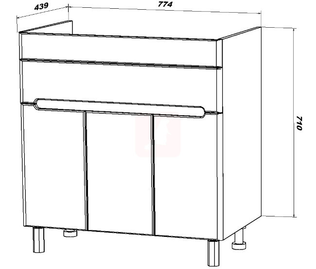 Тумба с раковиной Sanstar Модена 80, 1 ящик, 3 дверцы белая, Миранда 800 Тумба с раковиной Sanstar Модена 80, 1 ящик, 3 дверцы белая, Миранда 800