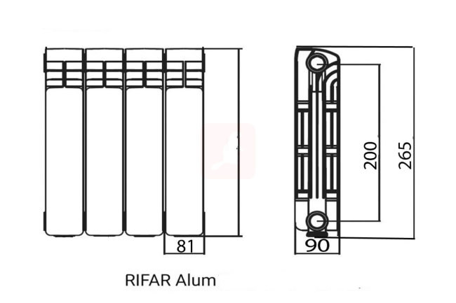 Алюминиевый радиатор Rifar Alum 200, 6 секций Алюминиевый радиатор Rifar Alum 200, 6 секций
