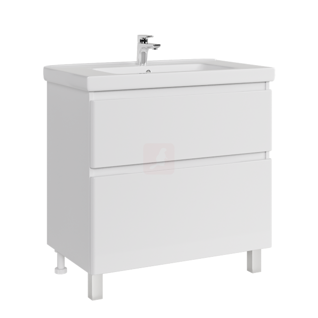 Тумба с раковиной Sanstar Riana 80, 2 ящика, напольная, белая, Гармония 80 Тумба с раковиной Sanstar Riana 80, 2 ящика, напольная, белая, Гармония 80