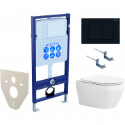 Комплект подвесного унитаза Aquatek Лея AQ1199-00 и инсталляции Aquatek Standard 50 INS-0000012 с звукоизол. прокладкой, панелью смыва KDI-0000012 (черная) и крепежом 4в1
