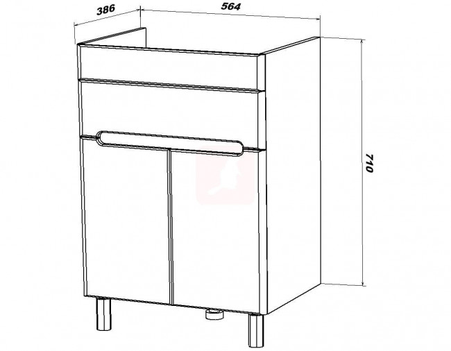 Тумба с раковиной Sanstar Модена 60, 1 ящик, 2 дверцы, белая, Fest 60 Тумба с раковиной Sanstar Модена 60, 1 ящик, 2 дверцы, белая, Fest 60