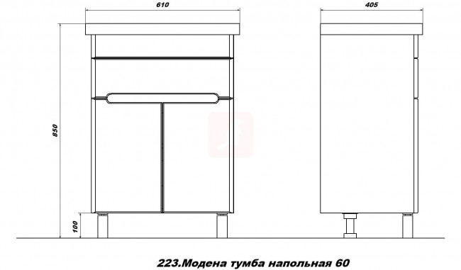 Тумба с раковиной Sanstar Модена 60, 1 ящик, 2 дверцы, белая, Fest 60 Тумба с раковиной Sanstar Модена 60, 1 ящик, 2 дверцы, белая, Fest 60