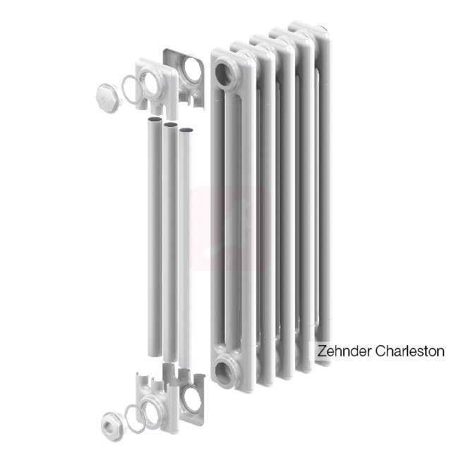 Радиатор трубчатый стальной Zehnder Charleston Retrofit 3030, 30 сек.1/2 бок.подк. RAL9016 (кроншт.в компл.) Радиатор трубчатый стальной Zehnder Charleston Retrofit 3030, 30 сек.1/2 бок.подк. RAL9016 (кроншт.в компл.)