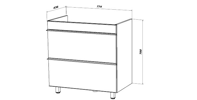 Тумба с раковиной Sanstar Фостер 80 напольная, 2 ящика, белый Фостер 800