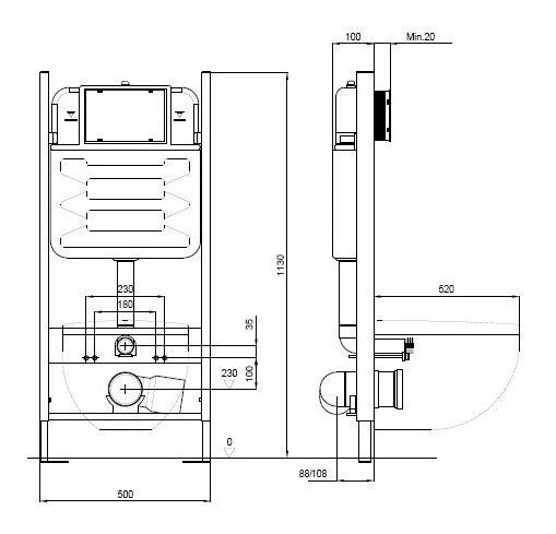 Комплект подвесного унитаза Aquatek Либра AQ0530-00 и инсталляции Aquatek Standard 50 INS-0000012 с звукоизол. прокладкой, (без клавиши и крепежа)