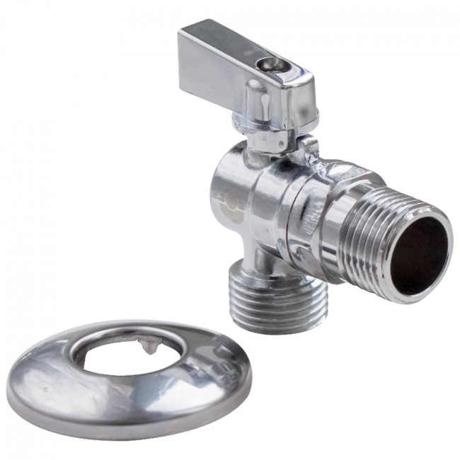 Кран шаровой угловой Valfex ДУ15(1/2")х20(3/4") НР-НР для сантехнических приборов, ручка-флажок VF.392.N.05 Кран шаровой угловой Valfex ДУ15(1/2")х20(3/4") НР-НР для сантехнических приборов, ручка-флажок VF.392.N.05