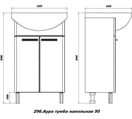 Тумба с раковиной Sanstar Аура 50, напольная, 2 дверцы, белая, Уют 50 Тумба с раковиной Sanstar Аура 50, напольная, 2 дверцы, белая, Уют 50