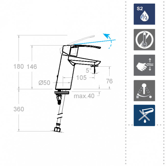 Смеситель для раковины Ramon Soler New Fly 570101 Смеситель для раковины Ramon Soler New Fly 570101