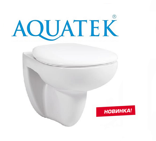 Унитаз подвесной Aquatek Каир безободковый 525*365*380мм, тонкое сиденье, Soft close, крепеж Унитаз подвесной Aquatek Каир безободковый 525*365*380мм, тонкое сиденье, Soft close, крепеж