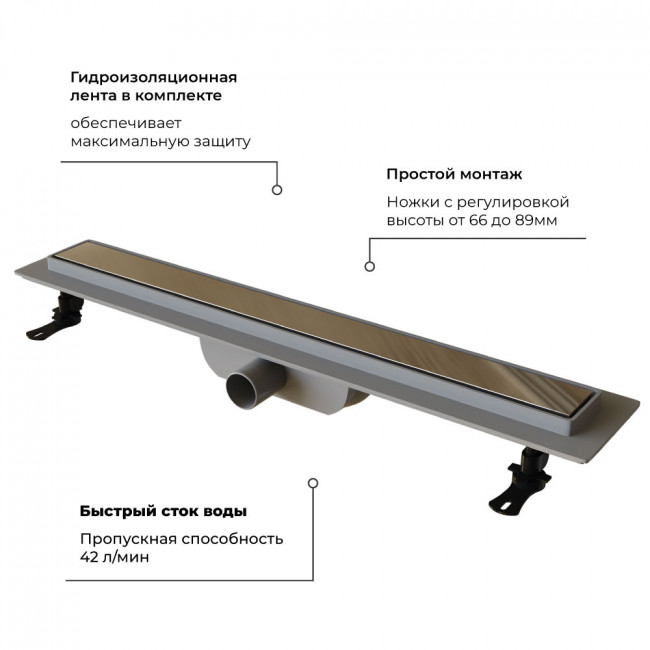 Душевой лоток RGW Drain Leo-11-40 400 мм D40, под плитку, на ножках, хром 60211140-01 Душевой лоток RGW Drain Leo-11-40 400 мм D40, под плитку, на ножках, хром 60211140-01