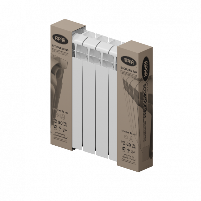 Биметаллический радиатор Rifar EcoBuild 500-6 секций, белый Биметаллический радиатор Rifar EcoBuild 500-6 секций, белый