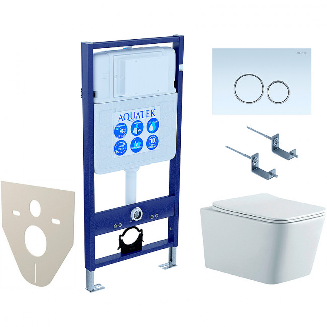 Комплект подвесного унитаза Aquatek Либра New AQ0530N-00 и инсталляции Aquatek Standard 50 INS-0000012 с звукоизол. прокладкой, панелью смыва KDI-0000015 (белый) и крепежом Комплект подвесного унитаза Aquatek Либра New AQ0530N-00 и инсталляции Aquatek Standard 50 INS-0000012 с звукоизол. прокладкой, панелью смыва KDI-0000015 (белый) и крепежом