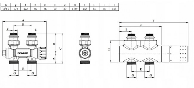 Узел для подключения полотенцесушителя Comap FlexoDesign 50 мм, белый L234006001 Узел для подключения полотенцесушителя Comap FlexoDesign 50 мм, белый L234006001