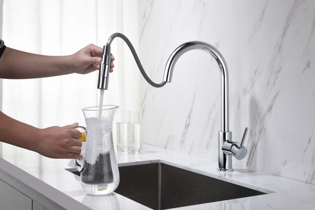 Смеситель для кухни Aquatek Европа с вытяжным изливом 2 jet, хром AQ1384CR Смеситель для кухни Aquatek Европа с вытяжным изливом 2 jet, хром AQ1384CR