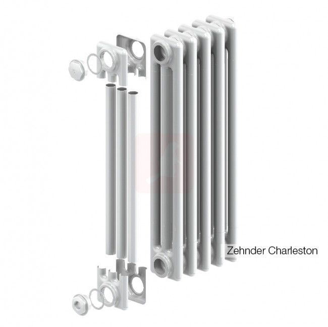 Радиатор трубчатый стальной Zehnder Charleston Retrofit 3050, 26 сек.1/2 бок.подк. RAL9016 (кроншт.в компл.) Радиатор трубчатый стальной Zehnder Charleston Retrofit 3050, 26 сек.1/2 бок.подк. RAL9016 (кроншт.в компл.)