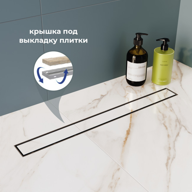 Душевой лоток RGW Drain Leo-41-80 800 мм, D40, под плитку, на ножках, хром 60214180-01