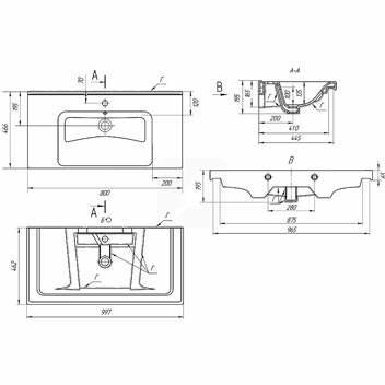Тумба с раковиной Sanstar Riana 100, 2 ящика, напольная, белая, Гармония 100 Тумба с раковиной Sanstar Riana 100, 2 ящика, напольная, белая, Гармония 100