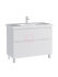 Тумба с раковиной Sanstar Riana 100, 2 ящика, напольная, белая, Гармония 100