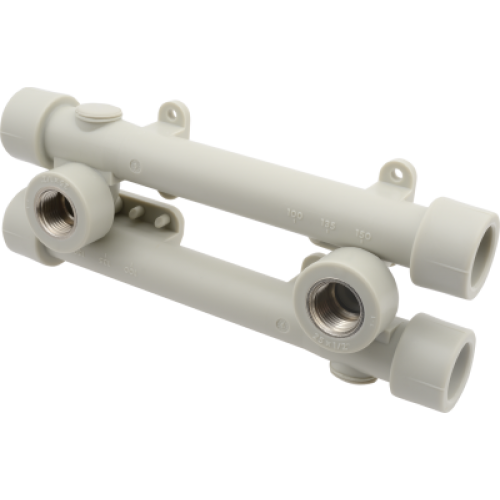 Колено комбинированное настенное, двойное, комплект FV-Plast PPR ВР 2х20х1/2", серое
