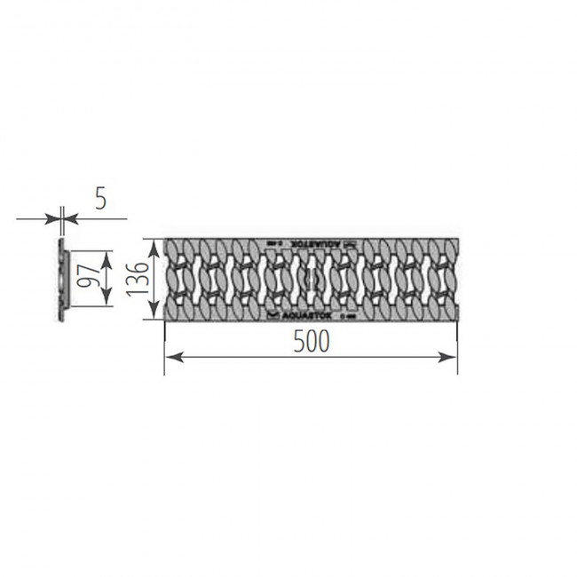 Решетка чугунная косичка Aquastok Norma DN100 C250 500х136х17.5 (31017C)