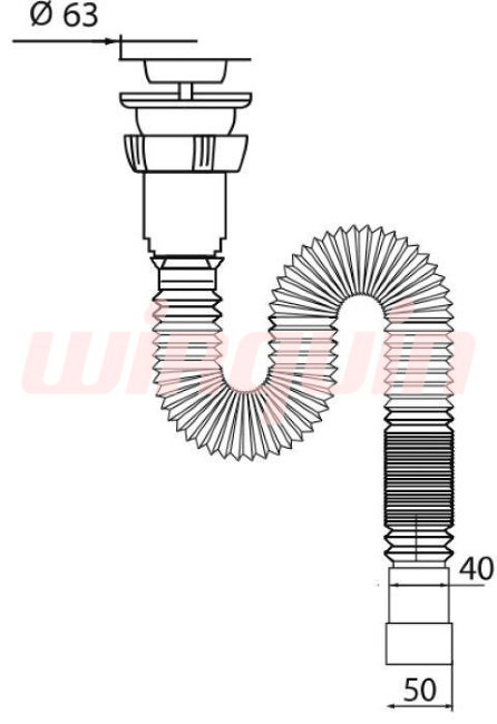 Сифон для раковины гофрированный Wirquin 1 1/4”х40/50 мм, L=800 мм