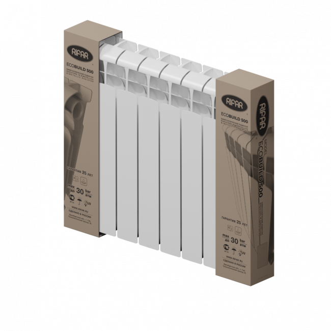 Биметаллический радиатор Rifar EcoBuild 500-8 секций, белый