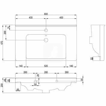 Тумба с раковиной Sanstar Lanciano 80, 2 ящика, подвесная, белая, Гармония 80 Тумба с раковиной Sanstar Lanciano 80, 2 ящика, подвесная, белая, Гармония 80