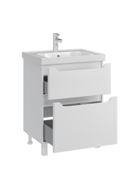 Тумба с раковиной Sanstar Lanciano 60, 2 ящика, напольная, белая, Грейс 60 Тумба с раковиной Sanstar Lanciano 60, 2 ящика, напольная, белая, Грейс 60