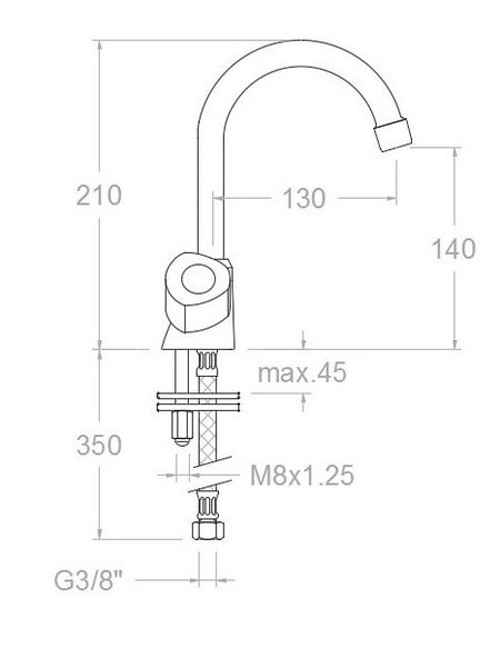 Смеситель для раковины Ramon Soler двухрычажный с поворотным изливом Eco 7010CE10E4