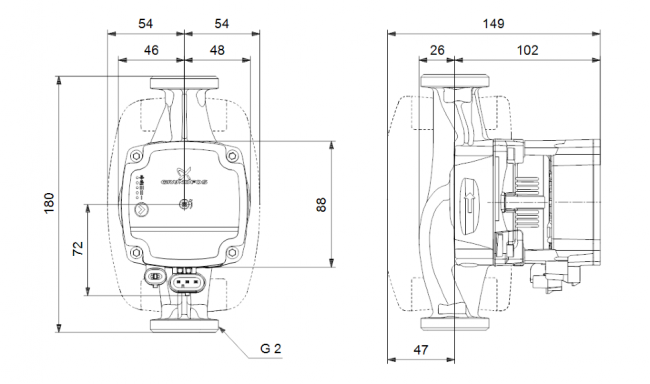 Насос циркуляционный Grundfos ALPHA1 L 32-80 180 mm, без гаек Насос циркуляционный Grundfos ALPHA1 L 32-80 180 mm, без гаек