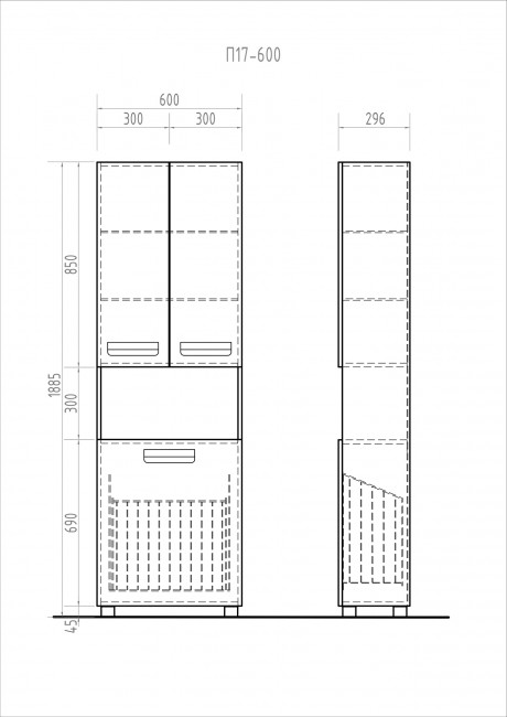 Шкаф-пенал Vigo Plaza 600 с бельевой корзиной, белый Шкаф-пенал Vigo Plaza 600 с бельевой корзиной, белый