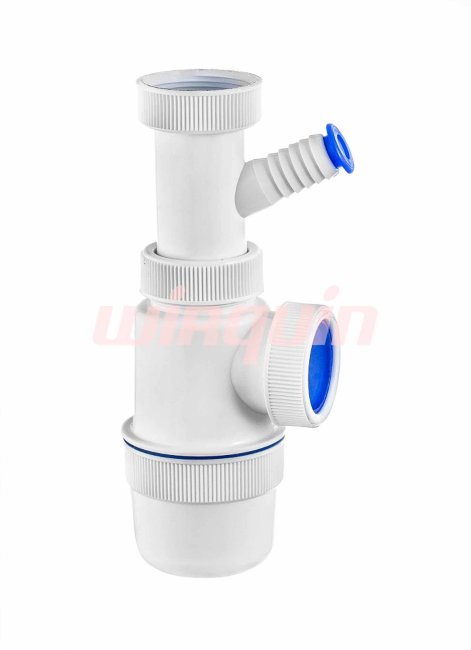 Сифон для раковины и мойки VIRPlast "Элит" 1 1/2"х40 без выпуска с отводом для стиральной или посудомоечной машины