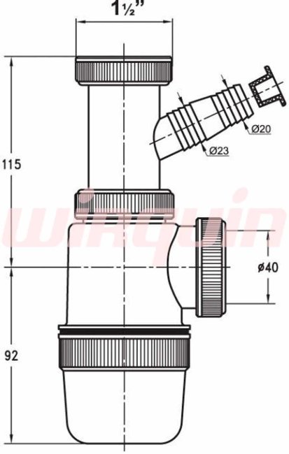 Сифон для раковины и мойки VIRPlast "Элит" 1 1/2"х40 без выпуска с отводом для стиральной или посудомоечной машины