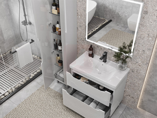 Тумба с раковиной Sanstar Lanciano 80, 2 ящика, напольная, белая, Гармония 80 Тумба с раковиной Sanstar Lanciano 80, 2 ящика, напольная, белая, Гармония 80
