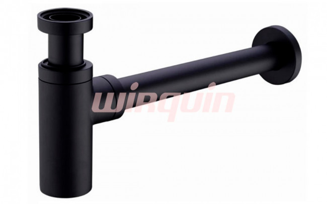 Сифон для раковины Wirquin “LINEIS MINI" 1 1/4”х32 без выпуска, с отводом и декоративной розеткой, латунь, весь комплект матовый черный Сифон для раковины Wirquin “LINEIS MINI" 1 1/4”х32 без выпуска, с отводом и декоративной розеткой, латунь, весь комплект матовый черный