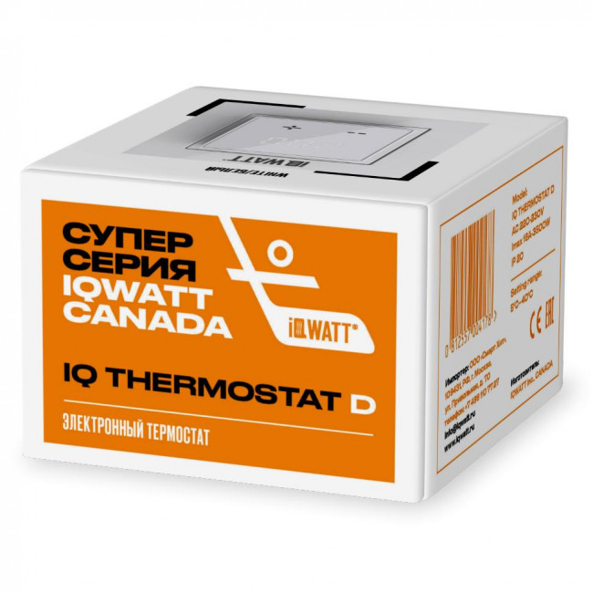 Терморегулятор IQWATT IQ THERMOSTAT D с сенсорным дисплеем, белый Терморегулятор IQWATT IQ THERMOSTAT D с сенсорным дисплеем, белый