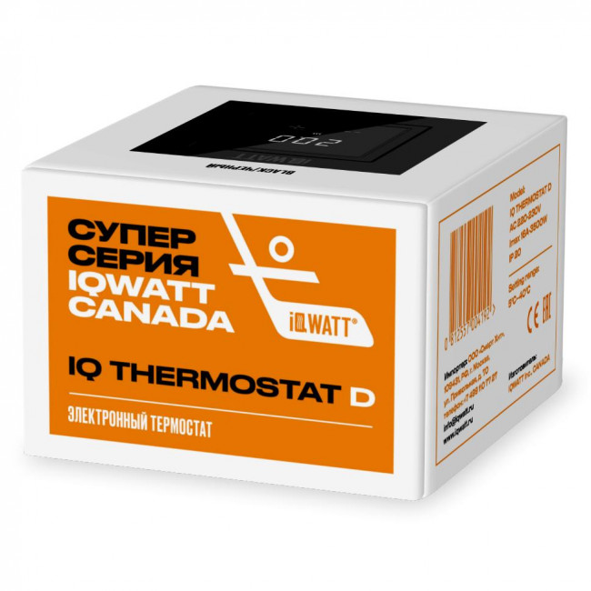 Терморегулятор IQWATT IQ THERMOSTAT D с сенсорным дисплеем, черный Терморегулятор IQWATT IQ THERMOSTAT D с сенсорным дисплеем, черный