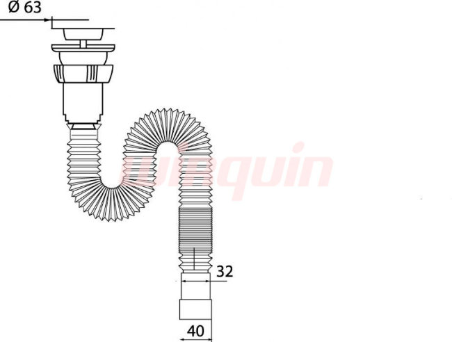 Сифон для раковины гофрированный Wirquin 1 1/4”х32/40мм, L = 800 мм