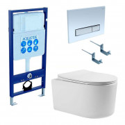 Комплект подвесного унитаза Aquatek Мия AQ2004-00 и инсталляции Aquatek Standard 50 INS-0000012 с звукоизол. прокладкой, панелью смыва KDI-0000022 (белая) и крепежом 4в1